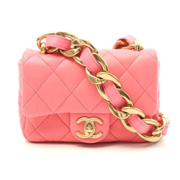 CHANEL Handbags - Chanel Mini Matelasse Lambskin Shoulder Bag Pink